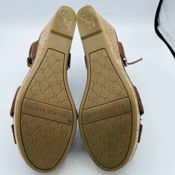 Franco Sarto Shoes Womens Size 10 M Brown Milby Cork Wedge Sandals T-Strap - Picture 13 of 14